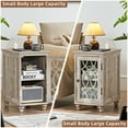 thumbnail image 6 of 2Pcs Farmhouse Nightstand w/Charging Station, Wooden Rustic Narrow Bedside Table, End Table w/Storage Shelf & Door for Bedroom, Living Room, Gray, 6 of 9
