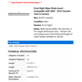 thumbnail image 2 of Front Right Wiper Blade Insert - Compatible with 2008 - 2016 Chrysler Town & Country 2009 2010 2011 2012 2013 2014 2015, 2 of 2