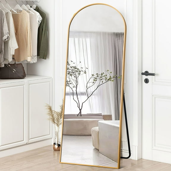 22 in x 65 in Gold Modern Floor Mirror