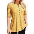 thumbnail image 2 of Sherrylily Women Summer Pleated Button Hollow Sleeve T-Shirt V-Neck Casual Short Sleeve Tops, 2 of 4
