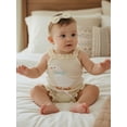thumbnail image 5 of BemeyourBBs Newborn Baby Girl Summer Clothes Infant Baby Girl Duck Outfit Waffle Knit Ruffle Sleeveless Duck Embroidery Romper Bloomers Triangle Shorts Headband Sets, 5 of 9