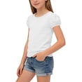 thumbnail image 5 of Avtoify Children's Solid Color Round Neck Short Sleeve Mid Size Casual Comfortable Summer Kids Top, 5 of 10