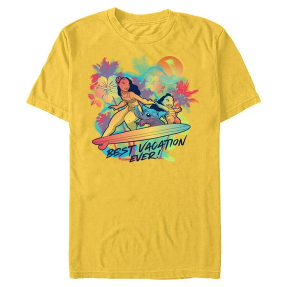 Disney Lilo & Stitch Group Family Trip Best Vacation Ever - Short Sleeve Blended T-Shirt for Adults - Customized-Yellow