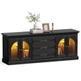 thumbnail image 7 of Lacoo 63'' Vintage-Style TV Stand for TVs Up to 70'' with LED Lights, Entertainment Center with Storage Cabinets and Drawers for Living Room, Black, 7 of 7