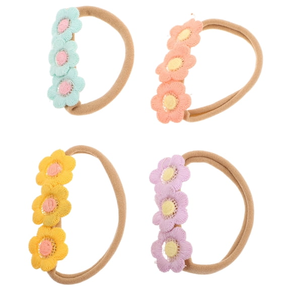 Minkissy 4Pcs Easy To Clean Flower Shape Daisy Hair Scrunchies For Baby Girls Daily Wear And Parties