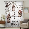 thumbnail image 2 of Sweet Home Semi Sheer Curtains Drapes for Living Room,Bedroom,French Doors Window 96 Inches Long,Western Stars Bird Houses White Wood Plank Rod Pocket Chiffon Curtain Drapery Voile Draperies Panel, 2 of 8