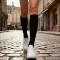thumbnail image 3 of 4 Pairs Women's Cotton Knee High Socks, Casual Solid Knit Knee Socks, Pack of 4, Black, 3 of 7