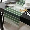 thumbnail image 3 of Dark Green Ombre Stripe Cotton Linen Small Table Runner 13 x 48 inch Farmhouse Simple Striped Non-slip Rectangular Dining Table Decor for Wedding Party Holiday Dinner, 3 of 8