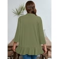 thumbnail image 7 of SHOWMALL Women's Plus Lightweight Cardigan 3/4 Sleeves Bolero Light Green 1X Pleated Ruffles Hemline Shrugs, 7 of 7
