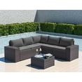 thumbnail image 6 of ALAULM Outdoor Patio Furniture Set, 6 Pieces Outdoor Sectional Furniture High Backrest Patio Sofa, All-Weather PE Rattan Patio Conversation Set with Coffee Table & Cushions, 6 of 7
