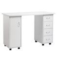 thumbnail image 4 of IVV Manicure Table Nail Desk on Wheels w/Drawers, Cabinet & Wrist Rest, Spa Salon Beauty Wooden Technician Workstation Home Office Computer Desk, White, 4 of 10