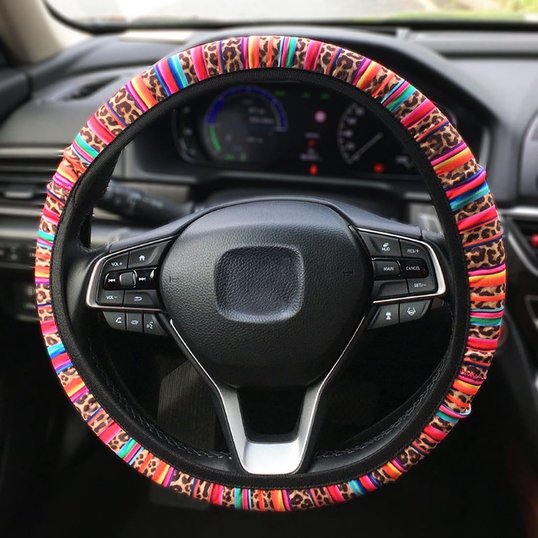 Unique Bargains Car Steering Wheel Cover Protector Non-Slip Leopard Pattern