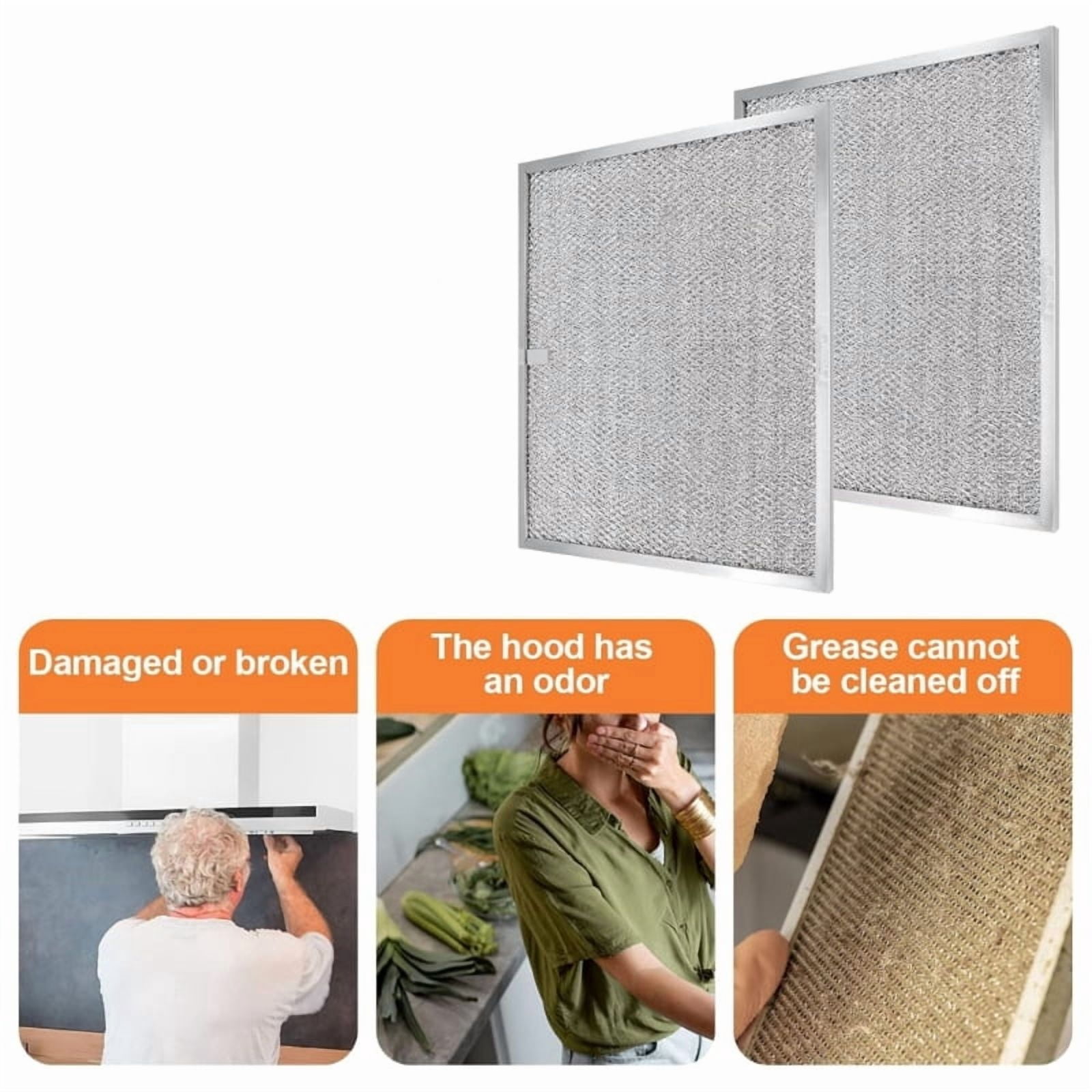 Pack of 2 High Efficiency Metal Range Hood Filter Kitchen Absorber Filter Metal Texture Suitable for Various Models