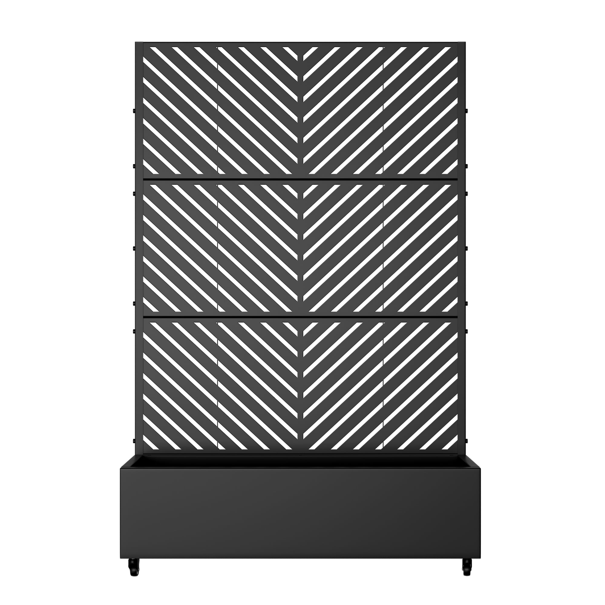 MAYEERTY 72"x47" Metal Rectangle Flower Pots and Planter Raised Box with Trellis for Vine Climbing Plants, Black