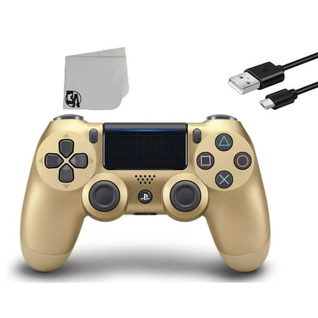 Sony PS4 DualShock 4 Gold Wireless Controller with Charging Cable BOLT AXTION Bundle Like New