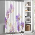 thumbnail image 3 of Watercolor Spring Floral Fabric Shower Curtain Purple Flowers Plant Washable Shower Curtains for Bathroom, Waterproof Bath Curtain with Hooks Home Decor 72x84in, 3 of 8