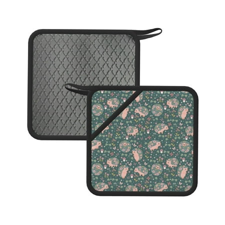 

Sikiie Hedgehogs and Flowers Pot Holders Kitchen Insulation Mats Heat Resistant Pot-Holder Oven Anti-Scald Pads for Cooking Baking 7.1*7.1inch