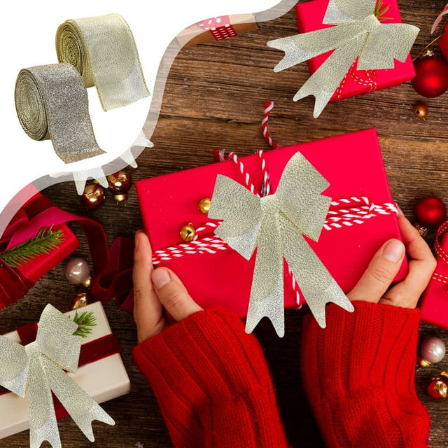 Christmas Wired Ribbon Rolls for Gift Wrapping, Crafts & Tree Decor - Multiple Colors
