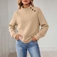 thumbnail image 4 of ClodeEU Women's Crew Neck Waffle Knit Drop Shoulder Long Sleeve Pullover,Casual Loose Basic Sweatshirt Top Khaki,Women's Plus M, 4 of 9