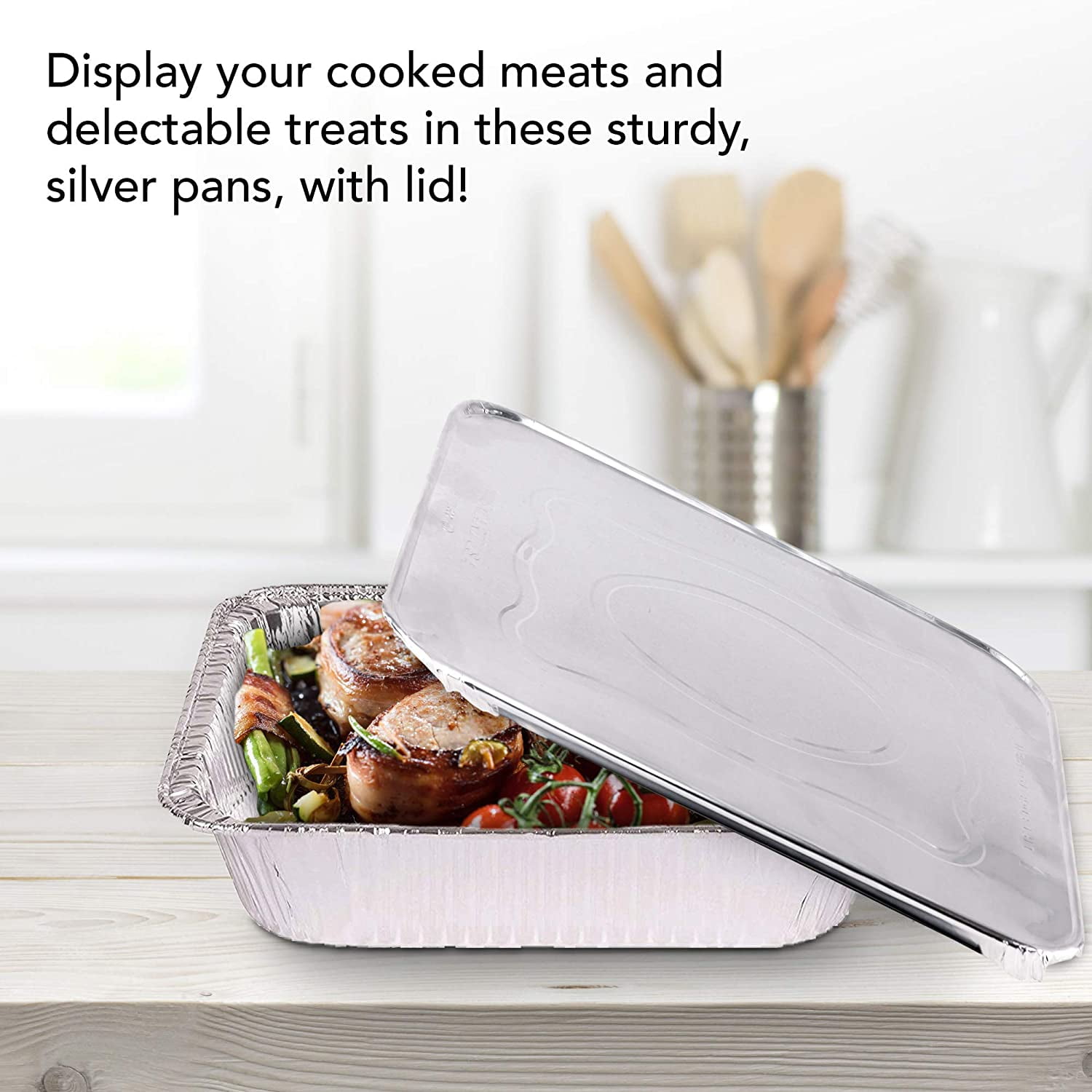 15 Pack Gold Aluminum Pan 9 x 13 Inches with Clear Lids Disposable Aluminum  Foil Baking Pans Foil Pans Microwave Oven Safe for Cooking Heating Baking