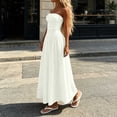 thumbnail image 6 of IUYRTFE Women's Strapless Ruched Waist Maxi Dress Solid Color A Line Long Casual Summer Gown, 6 of 6