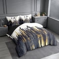 thumbnail image 2 of meiyoeat Abstract Gold Geometric 7-Piece King Bedding For Kids,Modern Art Print King Bed in a Bag,Black Reversible, 2 of 7