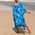thumbnail image 4 of WTOBBY Women's Flowy Beach Cover-Up Dress Swimsuit Bikini Outerwear Lightweight Chiffon Swimsuit Cape for Tropical Vacation Swimwear,Blue One Size, 4 of 5