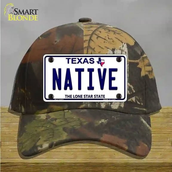 Native Texas White Novelty License Plate Hat Cotton Camoflauge