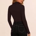 thumbnail image 3 of Perfectbot Women's Long Sleeve Tee Turtleneck Ribbed Knit Stretchable Top Fitted Basic Layering Shirt, 3 of 6