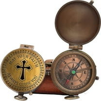 Brass Compass Cross and May Your Faith Always Guide You Engraved. Keepsake Confirmation Gift Ideas, Heavenly Gift of Faith. The Perfect Baptism, Missionary, Birthday.
