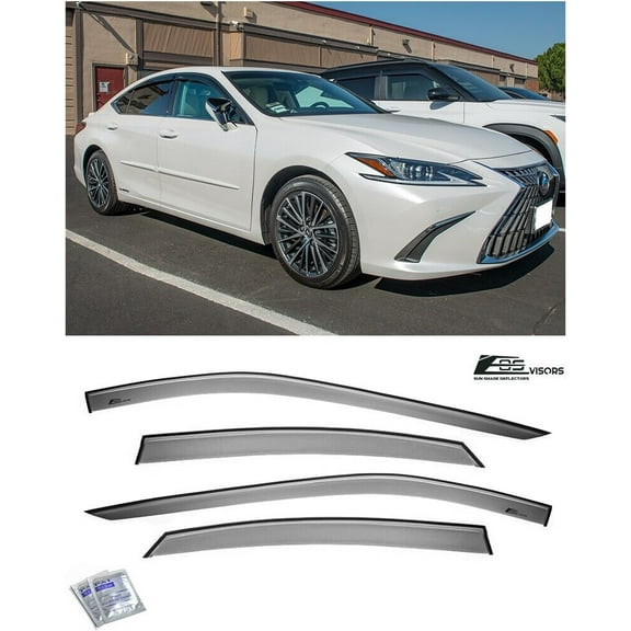 Replacement For 2019-Present Lexus ES250 ES300h ES350 | EOS Visors JDM Tape-On Style SMOKE TINTED Side Vents Window Deflectors Rain Guard DWV-V164