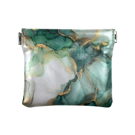 PU leather Coin Purses & Pouches Small Wallet Golden Green Marble Crack