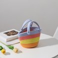 thumbnail image 1 of Bolsa Mini bolso de mano para mujer con rayas coloridas, cesta pequeña bonita, bolsos de playa de punto (S) JShteea Para Estrenar, 1 of 8