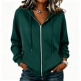 thumbnail image 3 of Stralyhd Women's 2026 Fall Zip Up Y2K Hoodies Casual Long Sleeve Sweatshirts Fall Drawstring Track Jackets with Pockets Dark Green XL, 3 of 6