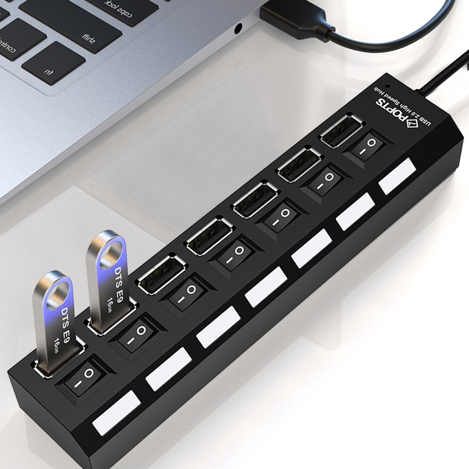 LSLJS USB HUB 2.0 7 Port Multiple Expander with Multi USB Splitter Hub Use Power Adapter Computer Accessorie, Usb Hub