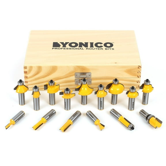 Yonico 17150 15 Bit Router Bit Set 1/2-Inch Shank 15 Bit Set - 1/2" Shank