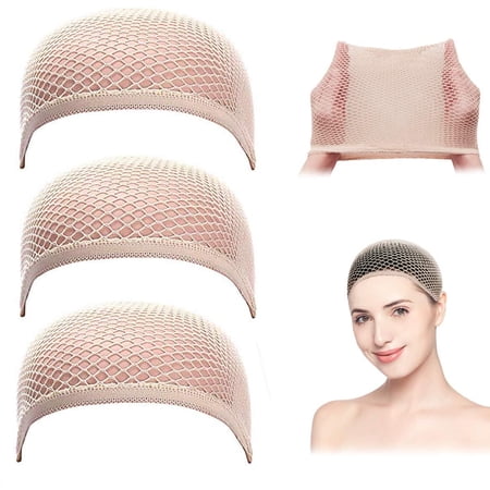 Mesh Caps for Women, Close Dome Nude Caps, 3 Pack Natural Nude