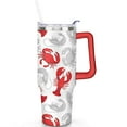 thumbnail image 2 of 40oz Colorful Red Crab Stainless Steel Flip Straw Tumbler Spill Proof Travel Cup Double Wall Vacuum Insulated Coffee Mug with Top Handle, 2 of 6