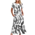 thumbnail image 1 of Vestido de Manga Corta para Mujeres Vestido de Verano de Cuello Redondo Impreso, Poliéster de Tamaño Verdadero Diario Y Vestido de Fiesta, 1 of 4