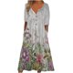 thumbnail image 1 of Moda mujer verano estampado casual cuello pico botón manga corta vacaciones bolsillos vestido Fridja  bnh6919, 1 of 5