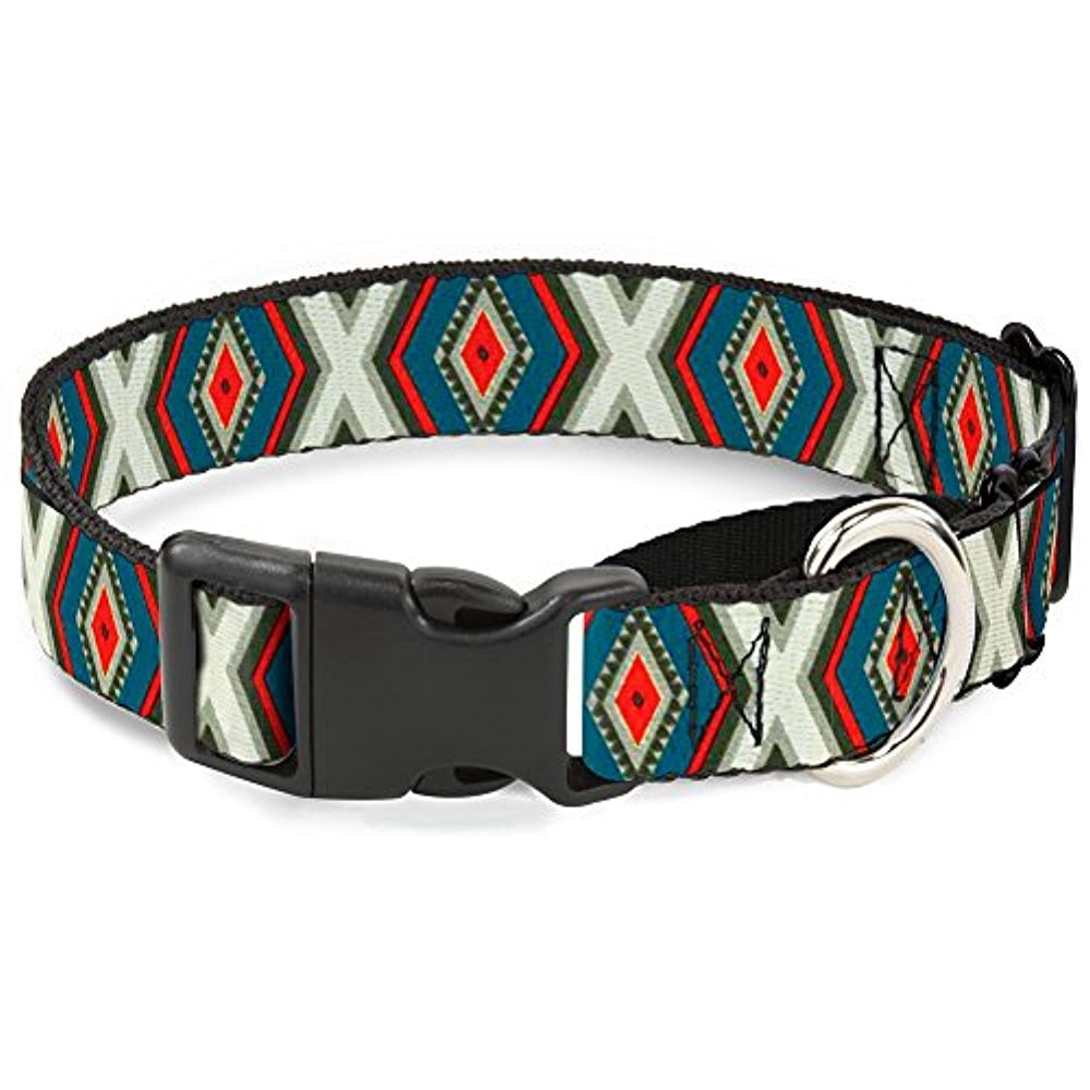 Buckle-Down Geometric Diamonds Grays Red Turquoise Martingale Dog Collar