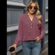 thumbnail image 5 of Camisas de Larga para Mujer, Jersey de Cuello en V A Rayas, Corte Holgado, Blusas Y2K con Botones, Conjuntos de Otoño para Mujer. Rojo XXL, 5 of 9