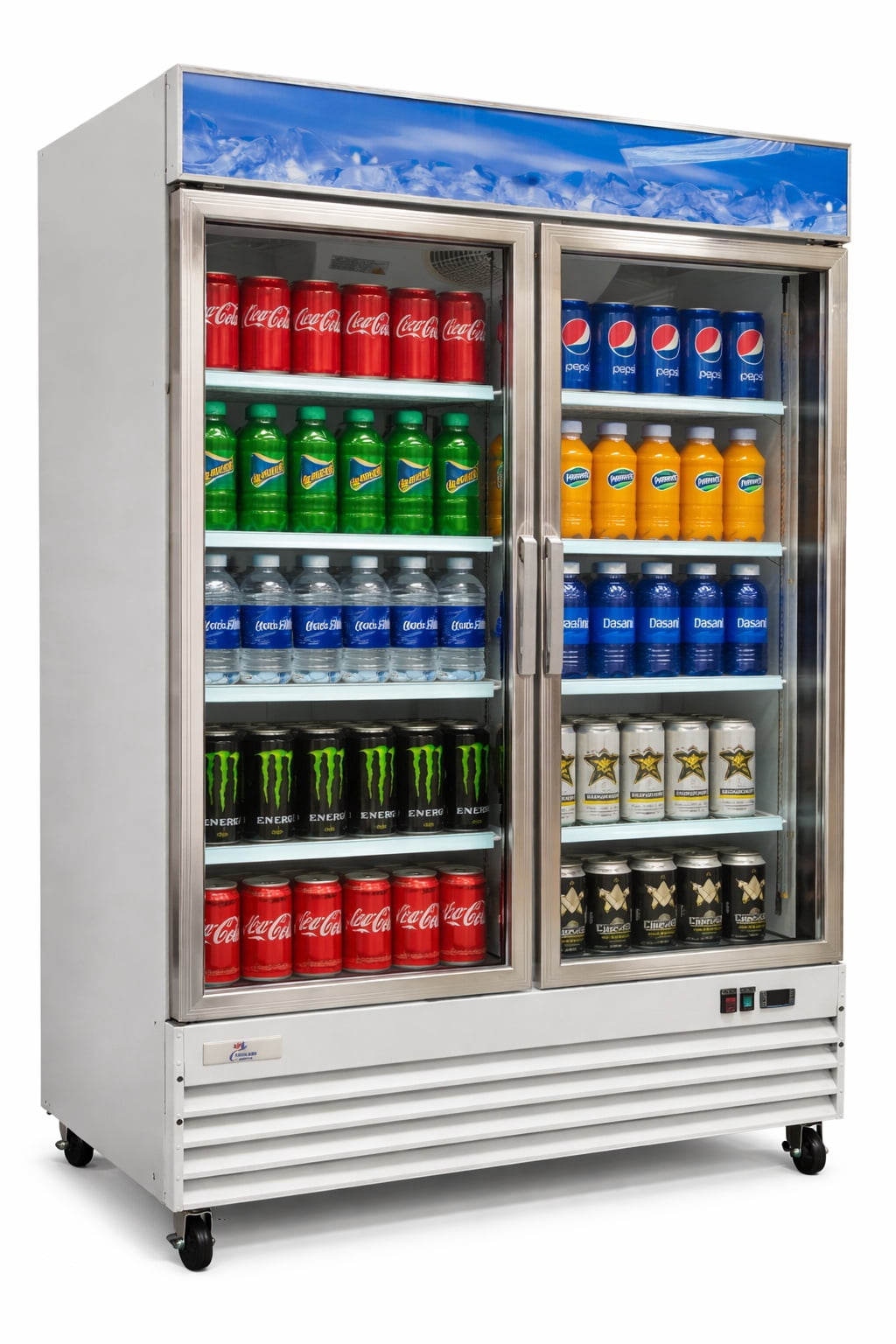 Cooler Depot Commercial Merchandiser Refrigerator, 54 inch, 45 cu. ft,  2 glass door cooler, NSF Certified.