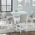 thumbnail image 2 of 5 Piece Counter Height Table Set, Wooden Kitchen Table Set with Square Table and 4 Upholstered Chairs, Counter Height Dining Table with Crystal Decoration and Chair Set for Kitchen, Dining Room,White, 2 of 10