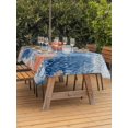 thumbnail image 3 of Outdoor Tablecloth with Umbrella Hole for Patio/Picnic/Party/Camping, Blue Coastal Whale Waterproof Table Cloth Rectangle Table Cover Washable, Retro Nautical Marine Life Leaves (60"x 120"), 3 of 9