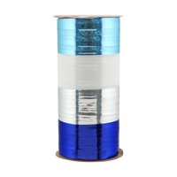 CURLING RIBBON - BLUE/WHITE/SILVER, 4 END X 150 FEET