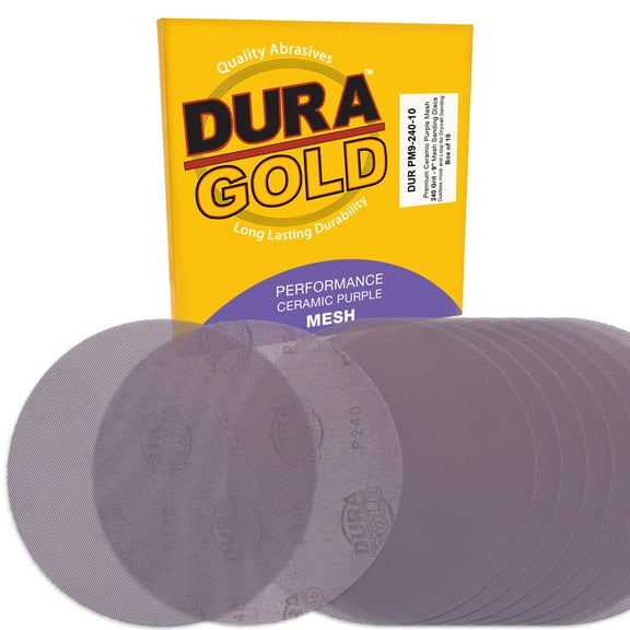 Dura-Gold Premium 240 Grit 9" Purple Ceramic Mesh Sanding Discs, Box of 30 - Dustless Hook & Loop Backing Sandpaper for Drywall Power Sander - Long-Lasting Fast Cut Abrasive, Anti-Clog Sanding Screen
