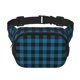 thumbnail image 1 of Fotbe Blue Black Plaid Cangurera Cuadrada con Estampado de Doble Capa, Bolsa de Cintura Ajustable Mini para Hombres y Mujeres, 1 of 9