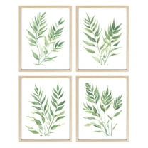 Botanical Wall Art Set of 4 Leaves Plants Framed Wall Decor 8x10 Sage Green Wall Art with Watercolor Pictures Minimalist for Bathroom Office