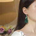 thumbnail image 2 of Vintage Peacock Dangle Earrings for Women 14K Gold Plated Green Crystal Feather Peafowl Statement Drop Dangling Stud Earring Boho Exaggerated Birthday Holiday Jewelry Gifts, 2 of 12